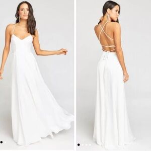 NWT Show Me Your MuMu Godshaw Goddess Gown In Ivory Luxe Satin Size Small